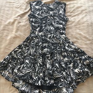 h&m palm print swing hi-lo casual dress